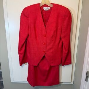 CIAOSPORT Vintage Red Silk Skirt Suit